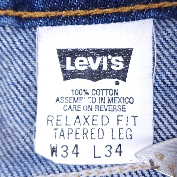 Vintage Levi Strauss Relaxed Fit Tappered Leg Men's Jeans Size 34 X 34 Dark Blue - Picture 10 of 12